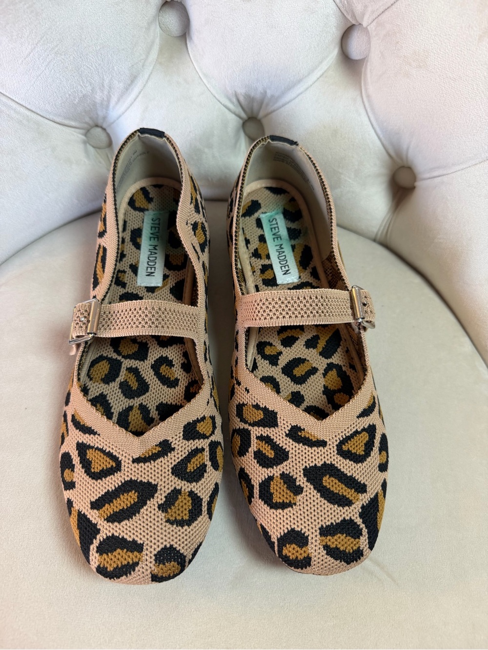 Steve Madden Beige Leopard Print Mary Jane Flats